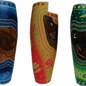 Vase wooden burnt painted 26cm