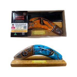Boxed 8 Inch Detailed Animal Boomerang with Stand