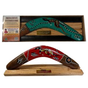 Boxed 14 Inch Detailed Animal Boomerang with Stand