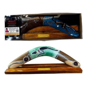 Boxed 14 Inch Detailed Animal Boomerang with Stand