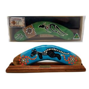 Boxed 8 Inch Resined Detailed Animal Boomerang with Stand