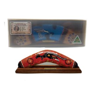 Boxed 10 Inch Resined Detailed Animal Boomerang with Stand