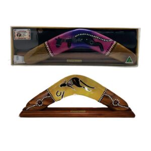 Boxed 14 Inch Resined Detailed Animal Boomerang with Stand