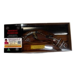 Boxed 10 Inch Animal and Weapons Traditional Boomerang with Stand