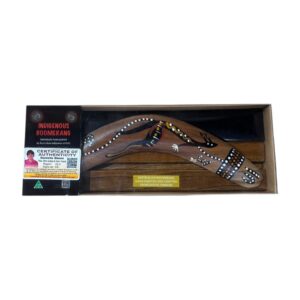 Boxed 14 Inch Animal and Weapons Traditional Boomerang with Stand