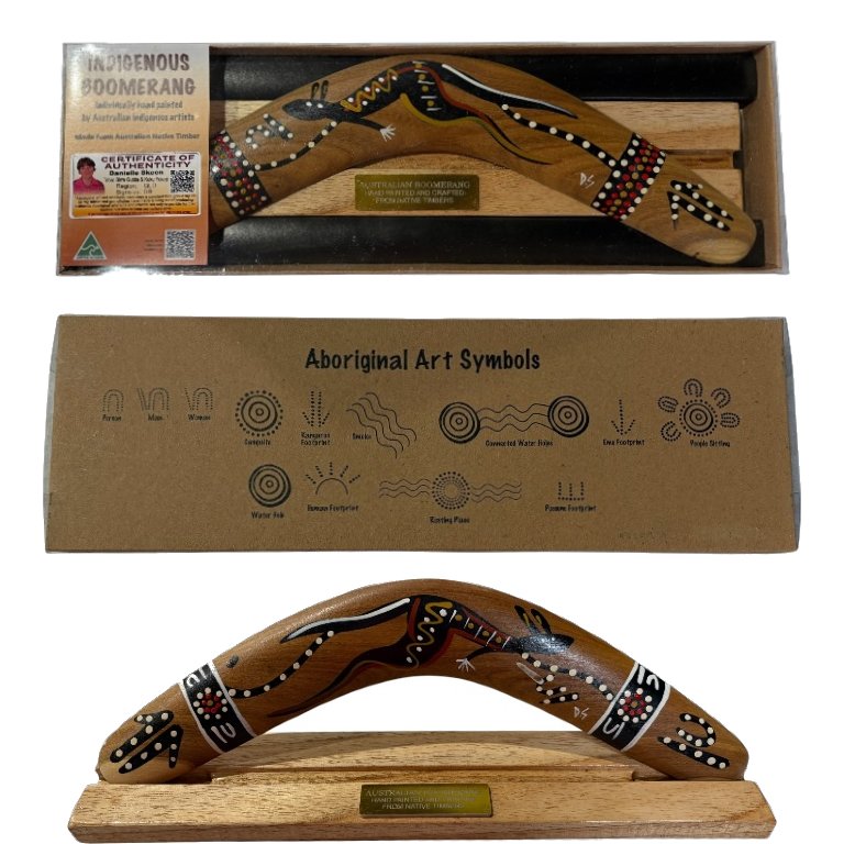 Boxed 14 Inch Animal and Weapons Traditional Boomerang with Stand 10 Boxed 14 Inch Animal and Weapons Traditional Boomerang with Stand - Image 8