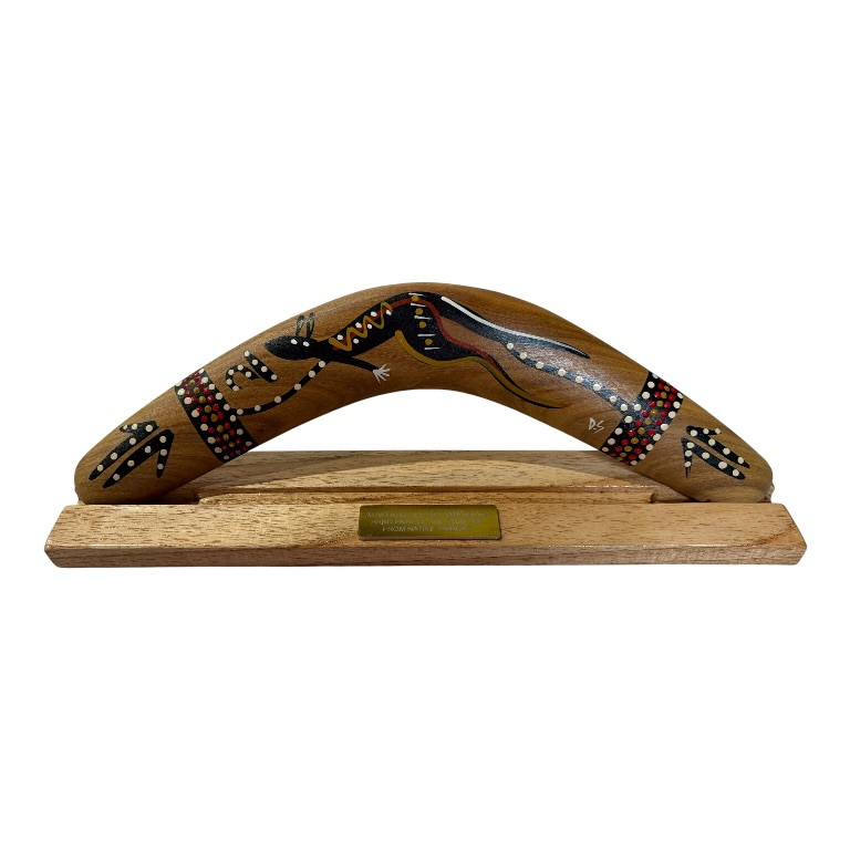 Boxed 14 Inch Animal and Weapons Traditional Boomerang with Stand 5 Boxed 14 Inch Animal and Weapons Traditional Boomerang with Stand - Image 3