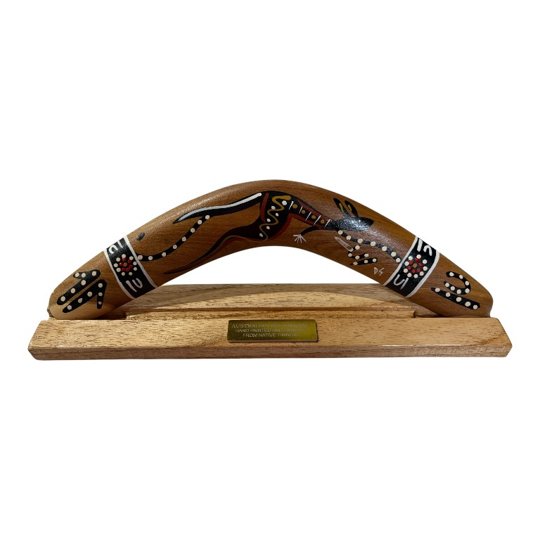 Boxed 14 Inch Animal and Weapons Traditional Boomerang with Stand 6 Boxed 14 Inch Animal and Weapons Traditional Boomerang with Stand - Image 4