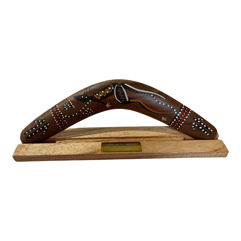 Boxed 14 Inch Animal and Weapons Traditional Boomerang with Stand 7 Boxed 14 Inch Animal and Weapons Traditional Boomerang with Stand - Image 5