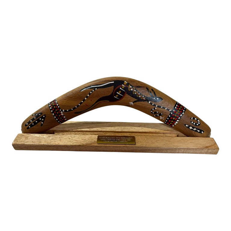 Boxed 14 Inch Animal and Weapons Traditional Boomerang with Stand 8 Boxed 14 Inch Animal and Weapons Traditional Boomerang with Stand - Image 6