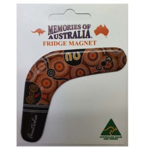 Boomerang Golden Dot Art Australian Made Resin Magnet