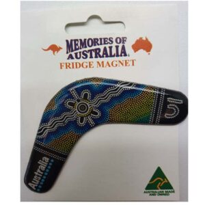 Boomerang Dot Art Blue Australian Made Resin Magnet