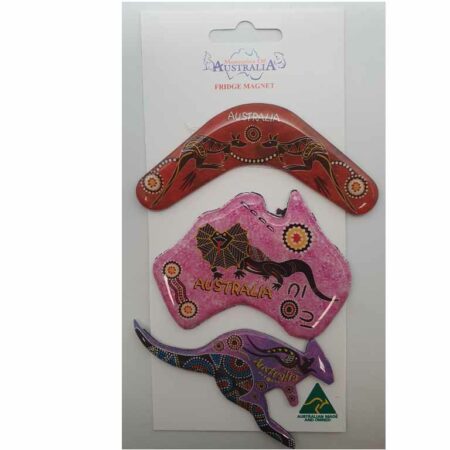 3 Magnets, 1 Map, 1 Boomerang, 1 Kangaroo  Australian Made Resin Magnet