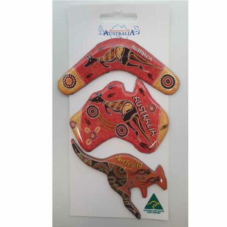 3 Magnets, 1 Map, 1 Boomerang, 1 Kangaroo Australian Made Resin Magnet