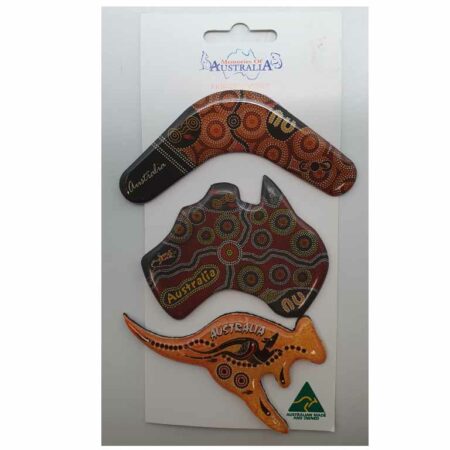 3 Magnets, 1 Map, 1 Boomerang, 1 Kangaroo Australian Made Resin Magnet