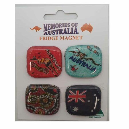 Set 4 mixed mini squares Australian Made Resin Magnets