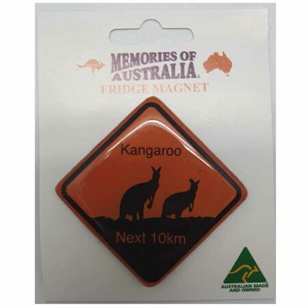 Roo Roadsign Square Australian Made Resin Magnets