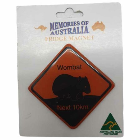 Wombat Roadsign Square Australian Made Resin Magnets