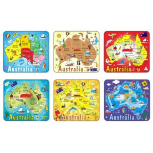 6 Coasters Round Cotton Map