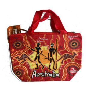 Small Aboriginal Native and Roo Red Shopping Bag