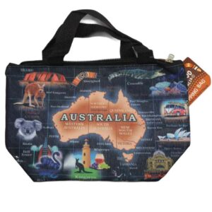 Small Australiana Map Black Shopping Bag