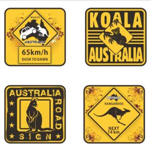 Coaster 4pc Metal Roadsign