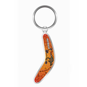 Keyring Carded Boomerang Aboriginal Red