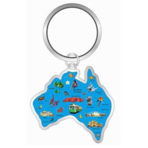 Keyring Carded Map Blue