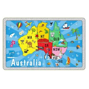 Magnet Aluminum Rectangle Map Blue