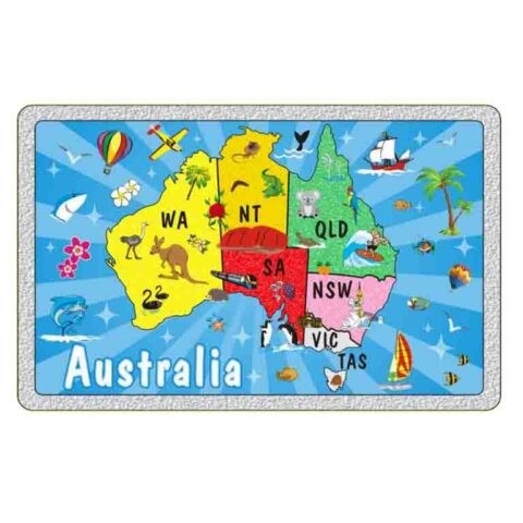 Magnet Aluminum Rectangle Map Blue - Memories of Australia