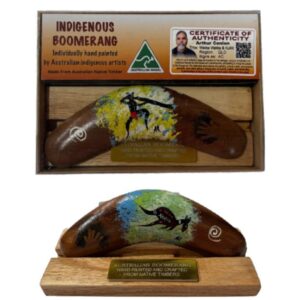 Boxed 6 Inch Arthur Conlon Boomerang with Stand