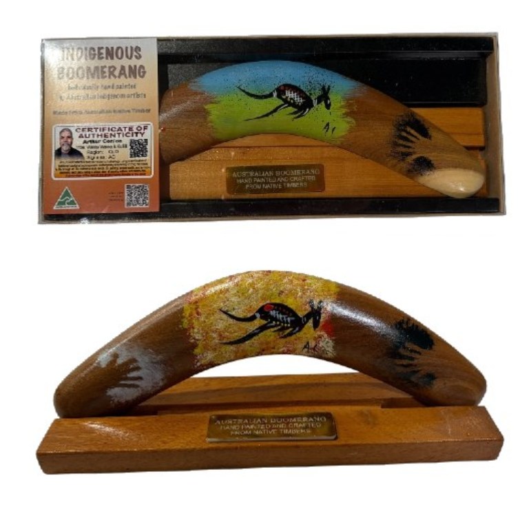 Boxed 12 Inch Arthur Conlon Boomerang with Stand 3 Boxed 12 Inch Arthur Conlon Boomerang with Stand