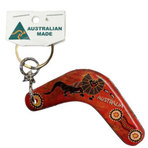 Boomerang Red Lizard Australian Made Resin Magnetic Keyring