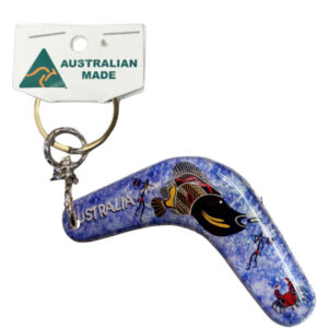 Boomerang Blue Barramundi Australian Made Resin Magnetic Keyring