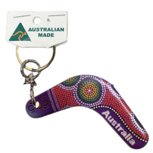 Boomerang Rainbow Dot Art Australian Made Resin Magnetic Keyring