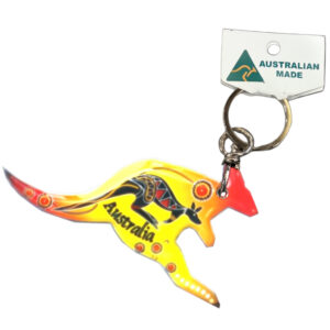 Kangaroo Yellow Roo Eating Australian Made Resin Magnetic Keyring