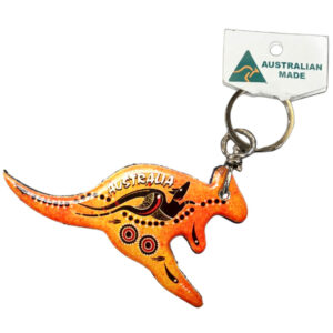 Kangaroo Roo Leaping Yellow Australian Made Resin Magnetic Keyring