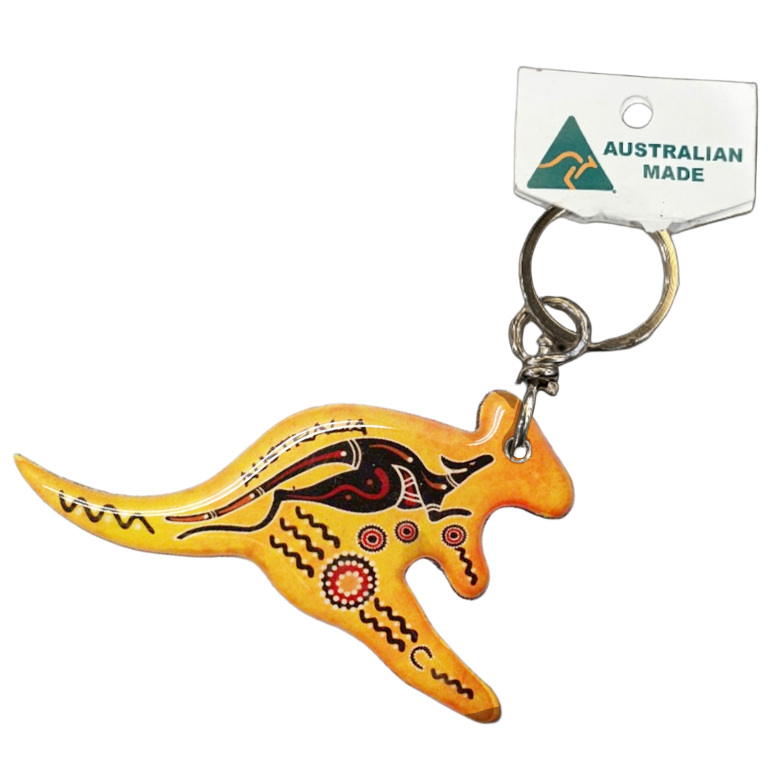 Kangaroo Yellow Australian Made Resin Magnetic Keyring 3 Kangaroo Yellow Australian Made Resin Magnetic Keyring
