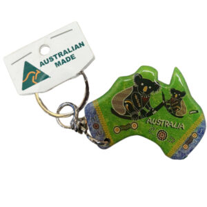Australian Map Green Koalas Australian Made Resin Magnetic Keyring