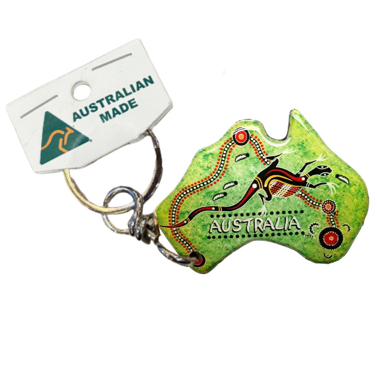 Australian Map Green Lizard Australian Made Resin Magnetic Keyring 1 KRMA07
