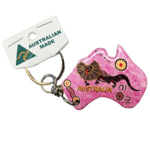 Australian Map Pink Lizard Australian Made Resin Magnetic Keyring