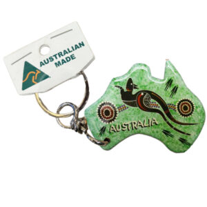 Australian Map Green Roo Australian Made Resin Magnetic Keyring