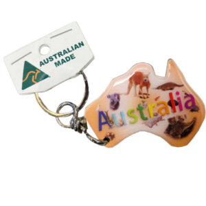 Australian Map Peach Animals Australian Made Resin Magnetic Keyring