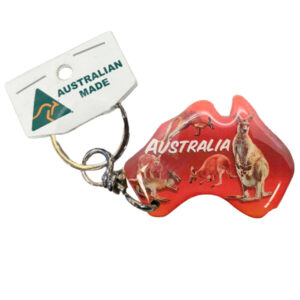 Australian Map Red Roos Outback Australian Made Resin Magnetic Keyring