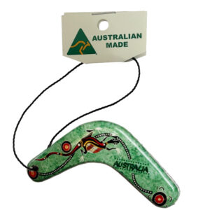 Boomerang Green Lizard Australian Made Resin Christmas Ornament
