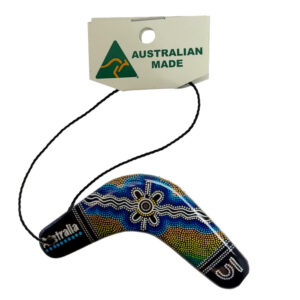 Boomerang Dot Art Blue Australian Made Resin Christmas Ornament