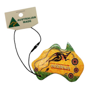 Australian Map Green/ Yellow Roo Australian Made Resin Christmas Ornament