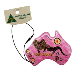 Australian Map Pink Lizard Australian Made Resin Christmas Ornament