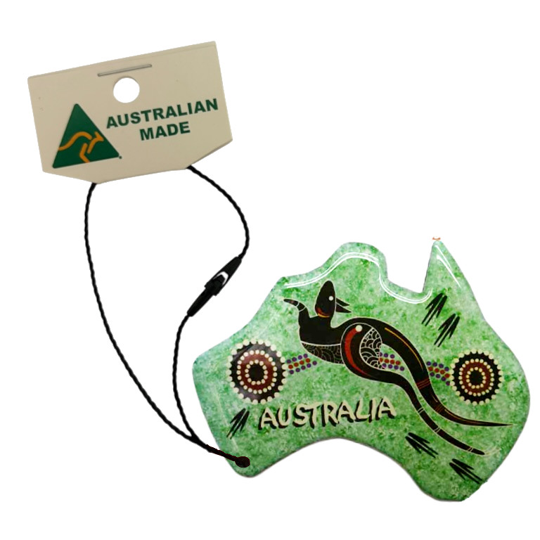 Australian Map Green Roo Australian Made Resin Christmas Ornament 2 XMMA09